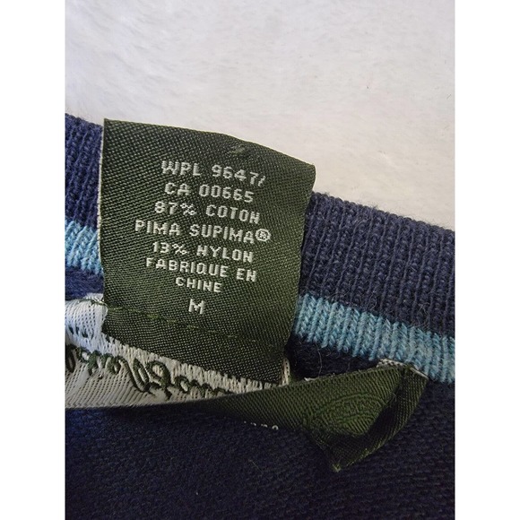 Eddie Bauer Mens Supima Cotton V-Neck Pullover Sweater Navy Blue Size Medium - Picture 4 of 4